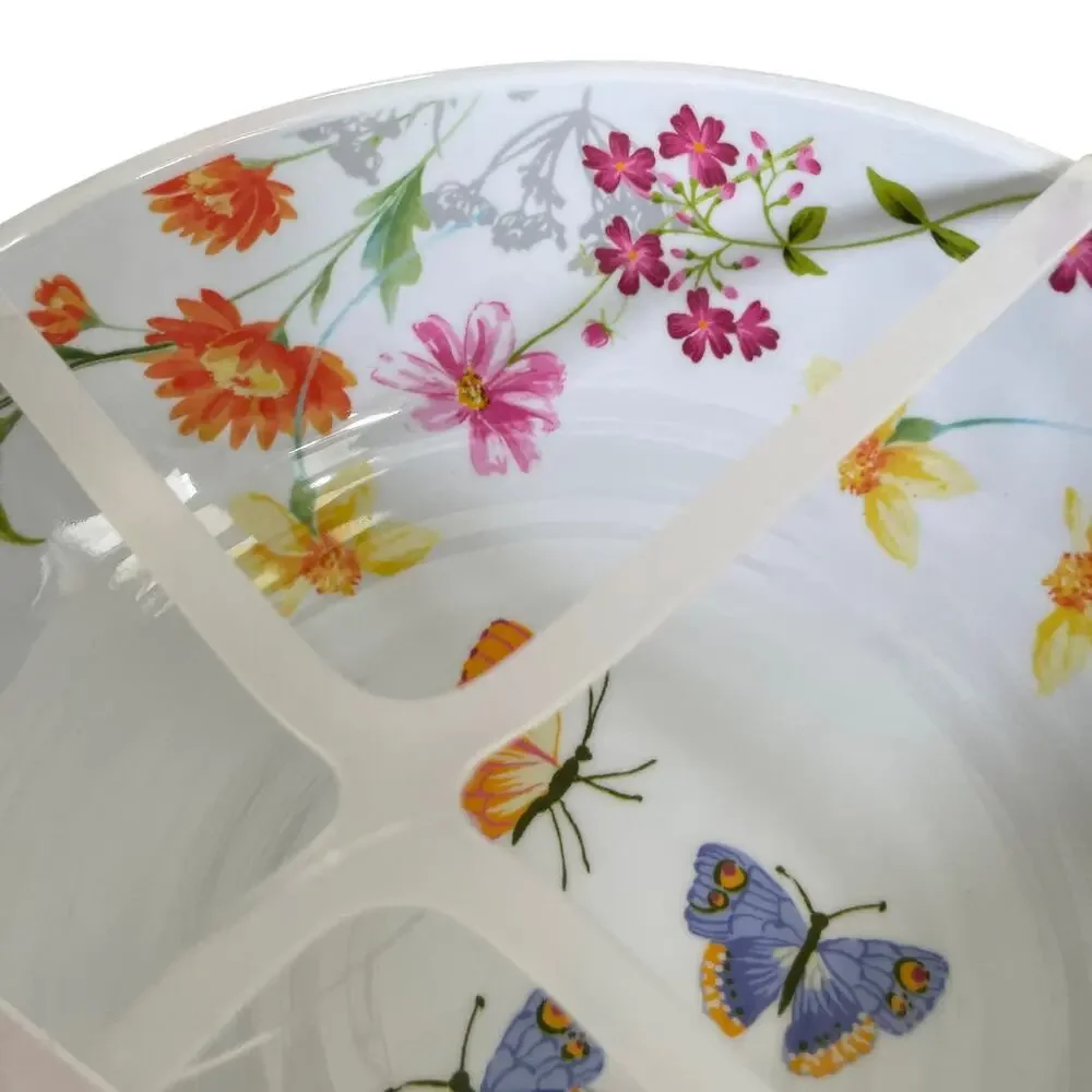 Rachel Ashwell Farmhouse Melamine Salad Bowls 8in Set Of 4 Butterfly Flowers NEW